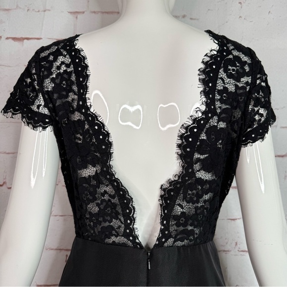 NOIR by Lazaro Black Chantilly Lace Silk Organza Formal Evening Gown Size 12 - Picture 8 of 16